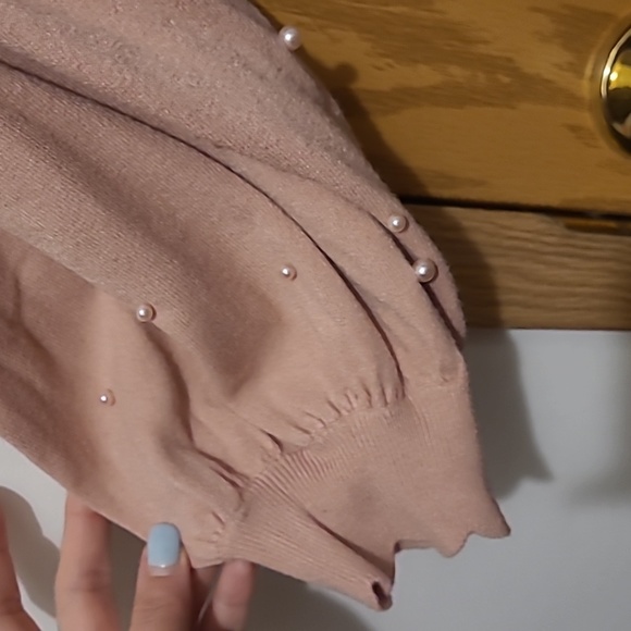 Mauve sweater with Pearls, Large - Picture 3 of 4